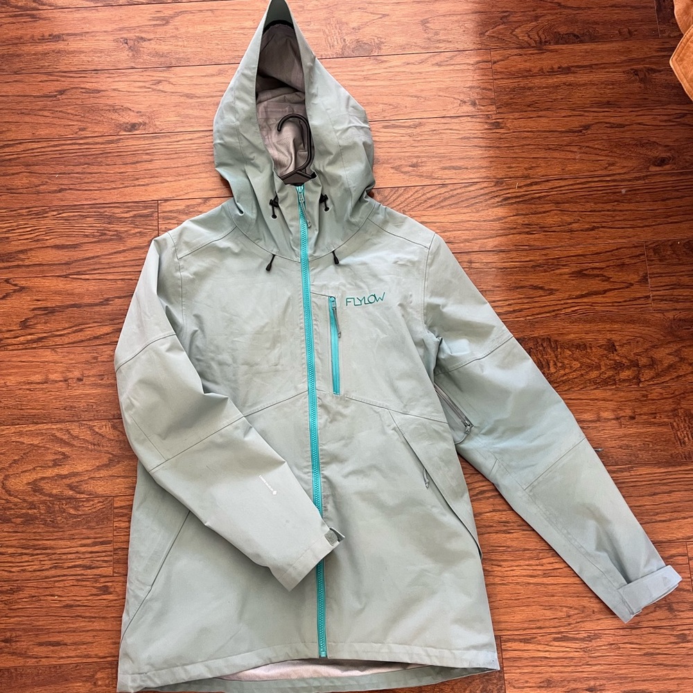 Flylow Gray Hooded Jacket with Teal Accents